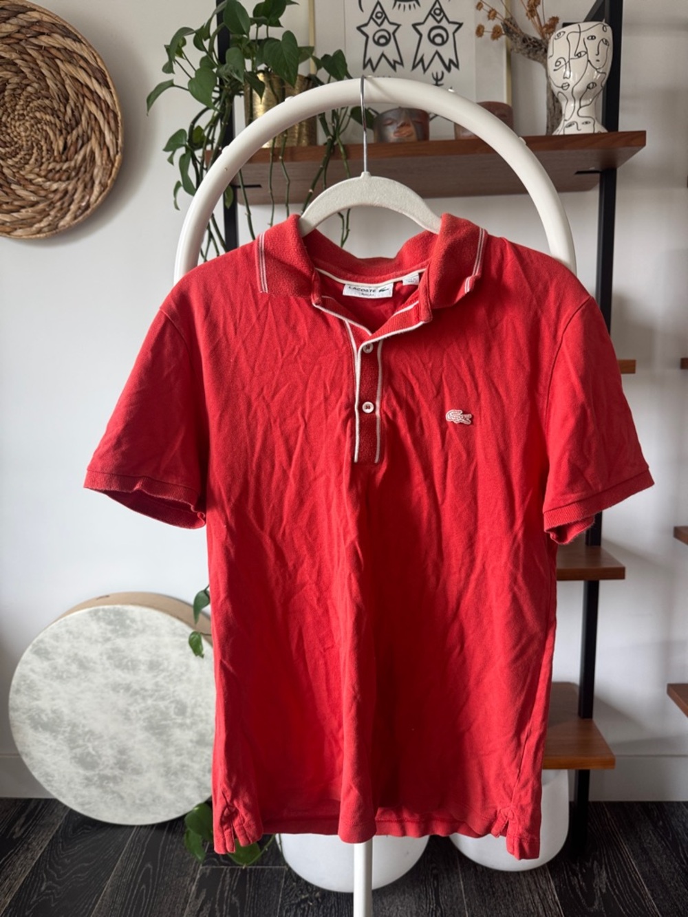 Lacoste Red Short-Sleeve Polo with Contrast Trim